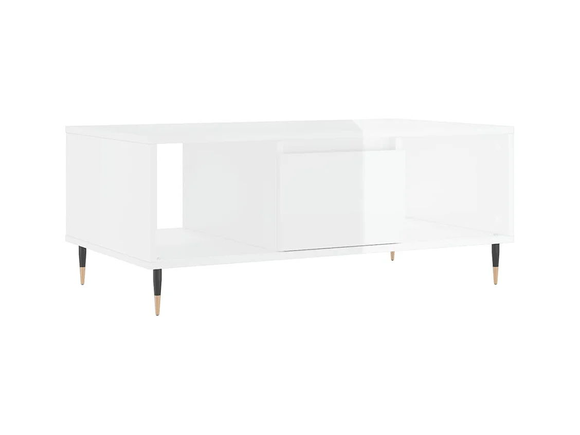 Table basse salon-Table d'appoint Blanc brillant 90x50x36,5 cm Bois d'ingénierie SHL64721