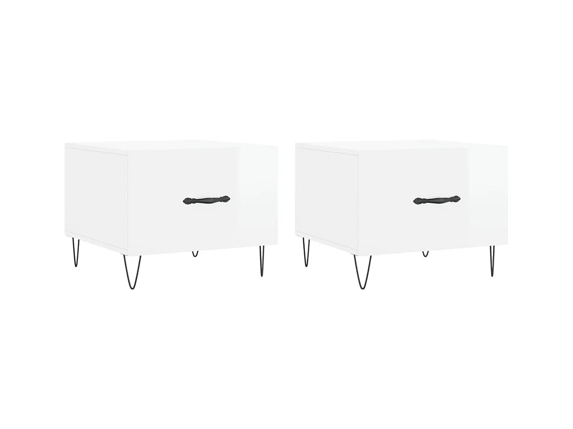 Conjunto de 2 Mesas de Centro | Mesa de apoio | Mesa de café 50x50x40 cm branco brilhante