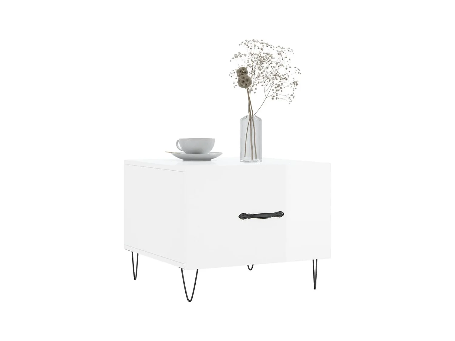 Conjunto de 2 Mesas de Centro | Mesa de apoio | Mesa de café 50x50x40 cm branco brilhante