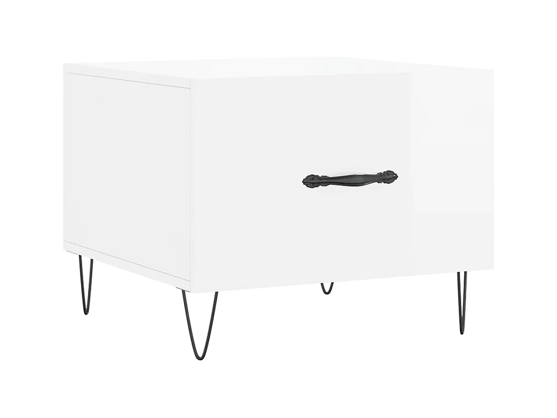 Conjunto de 2 Mesas de Centro | Mesa de apoio | Mesa de café 50x50x40 cm branco brilhante