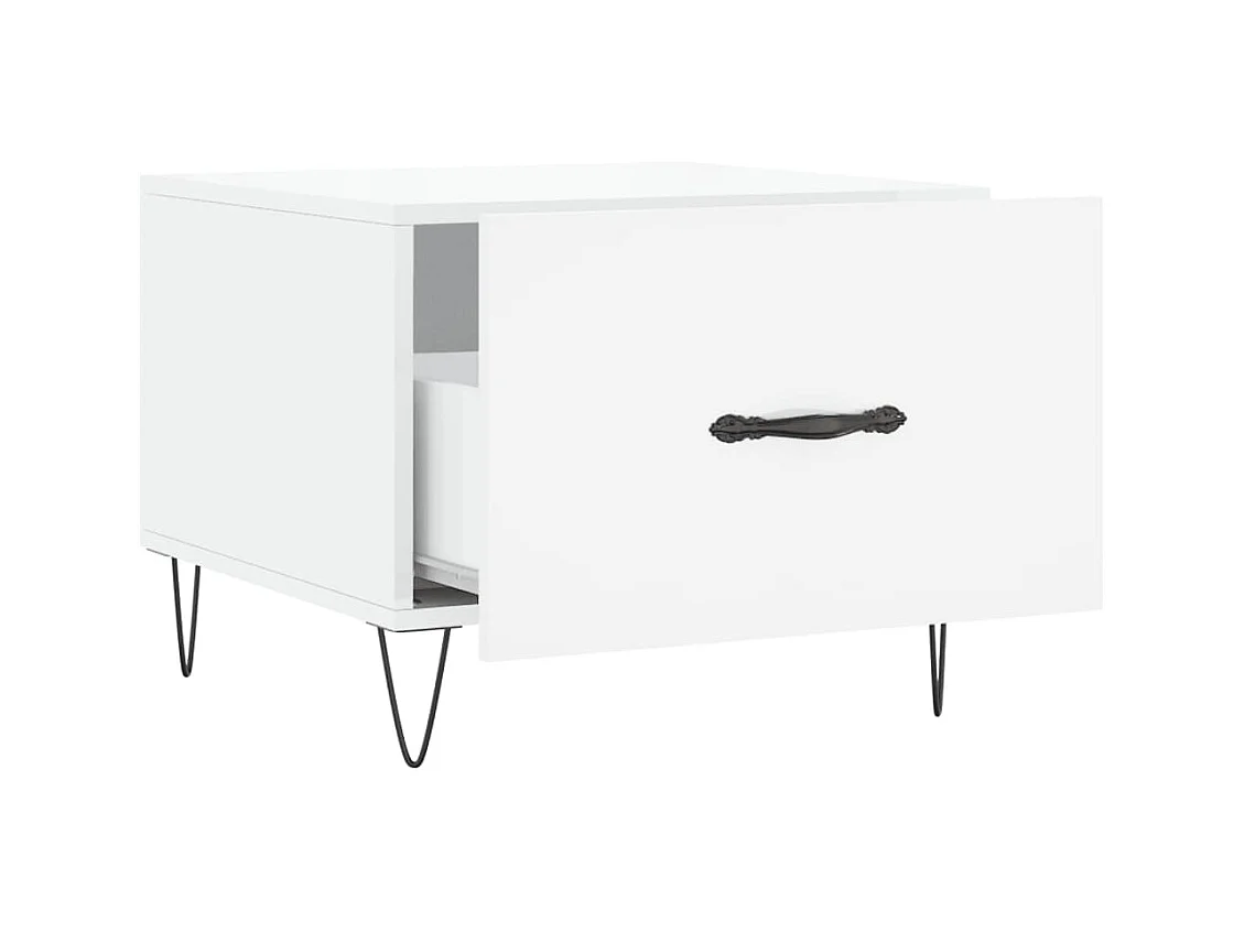 Conjunto de 2 Mesas de Centro | Mesa de apoio | Mesa de café 50x50x40 cm branco brilhante