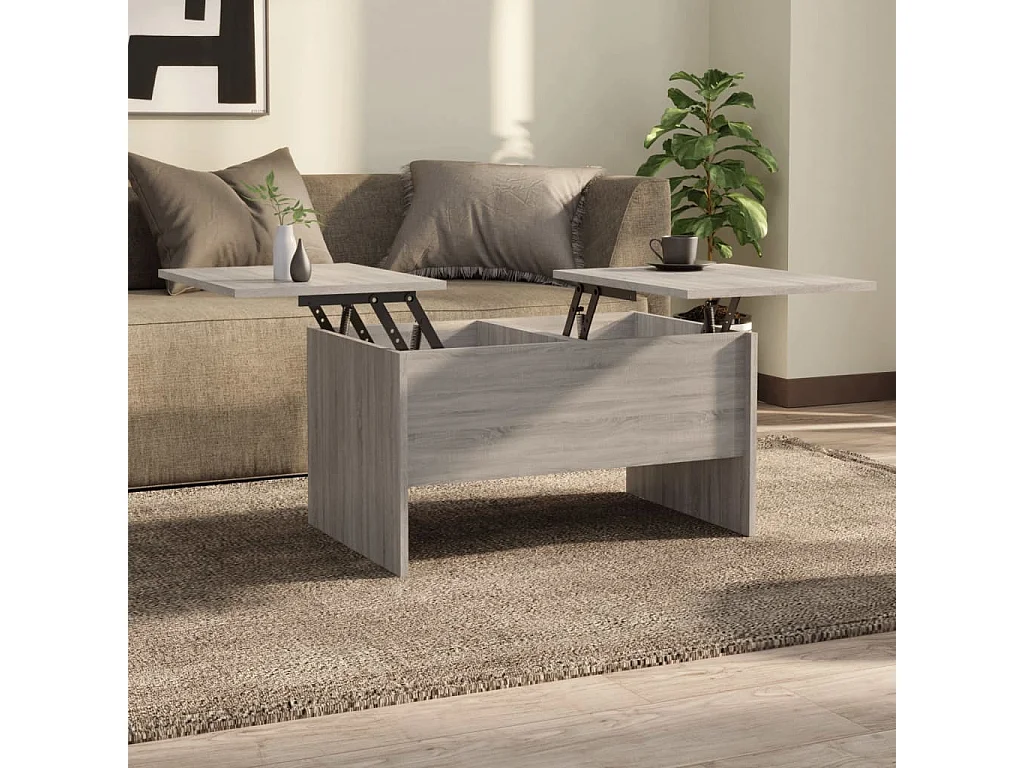 Salontafel | Woonkamertafel | Bijzettafel 80x50x42,5 cm bewerkt hout grijs sonoma eikenkleurig