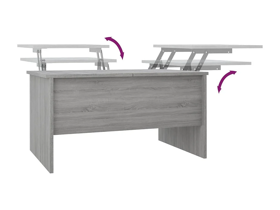 Salontafel | Woonkamertafel | Bijzettafel 80x50x42,5 cm bewerkt hout grijs sonoma eikenkleurig