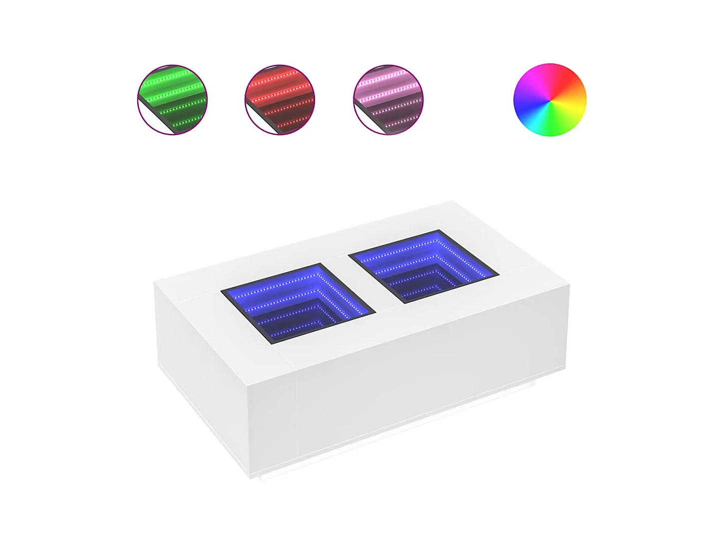 Mesa de centro | Mesa de apoio luzes LED Infinity 116x69x40 cm branco