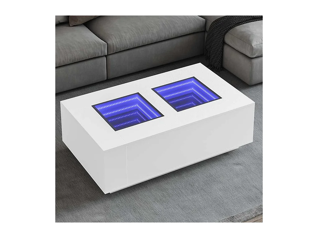 Mesa de centro | Mesa de apoio luzes LED Infinity 116x69x40 cm branco