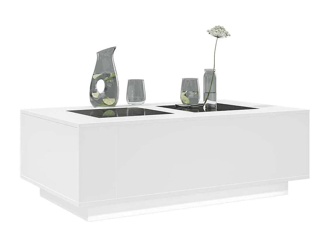 Couchtisch-Wohnzimmertisch-Beistelltische mit Infinity-LED Weiß 116x69x40 cm SHL42024