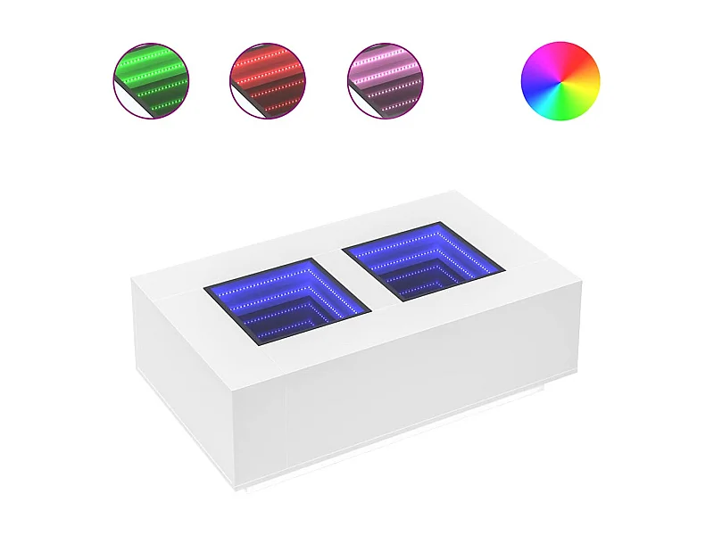 Couchtisch-Wohnzimmertisch-Beistelltische mit Infinity-LED Weiß 116x69x40 cm SHL42024