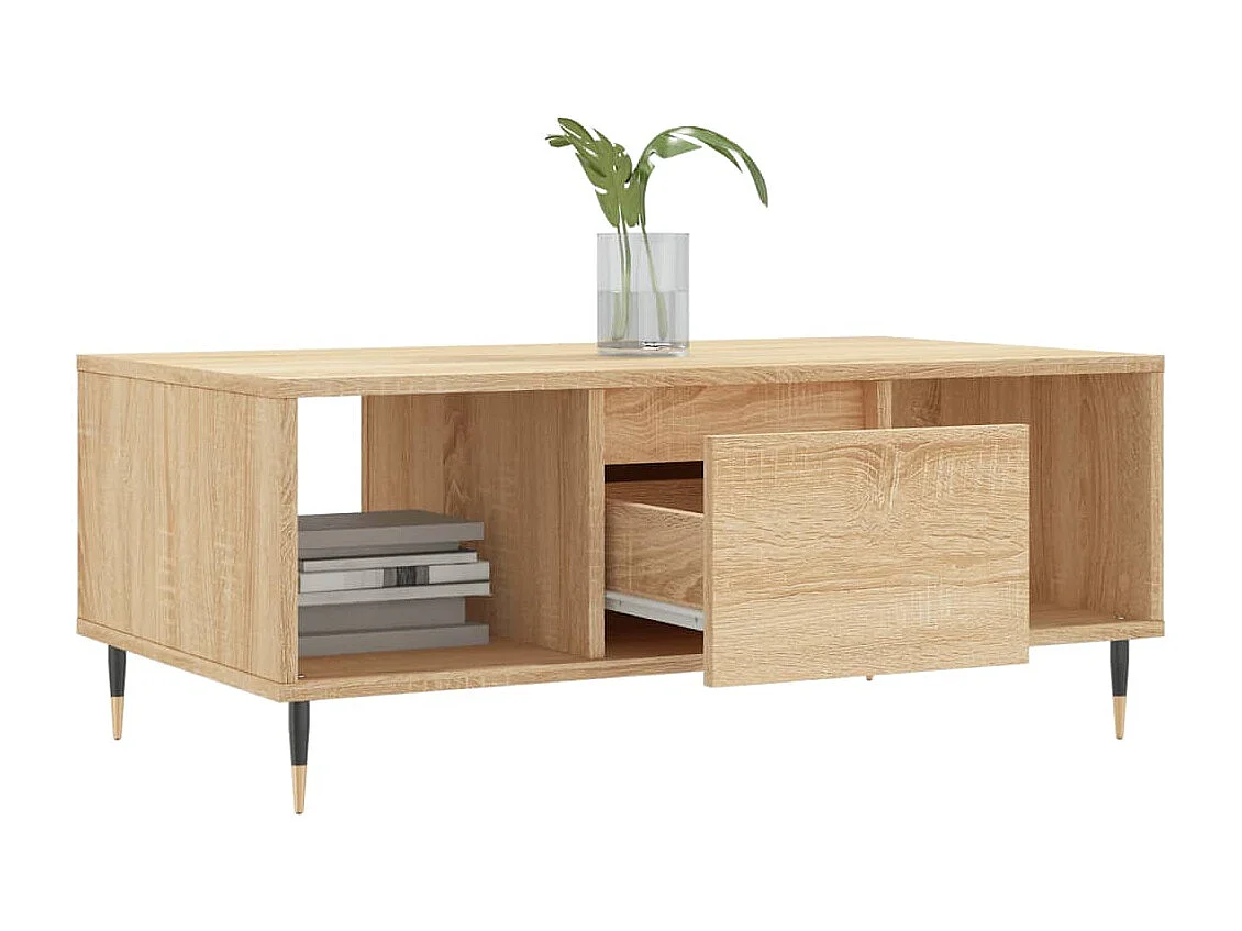 Mesa de centro | Mesa de apoio 90x50x36.5 cm derivados madeira carvalho sonoma