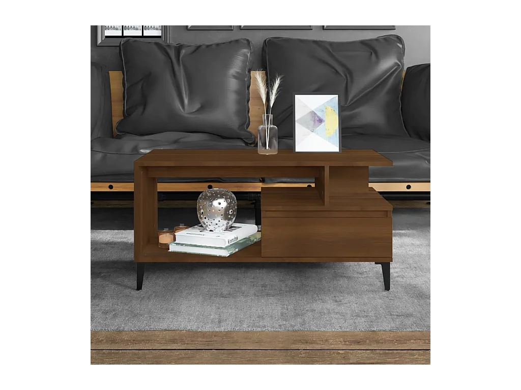 Mesa de centro | Mesa auxiliar madera contrachapada roble marrón 50x50x40 cm SHL569946