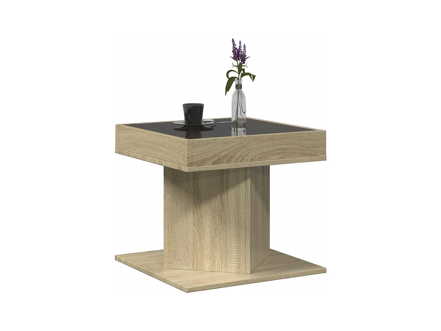 Mesa de centro-Mesa auxiliar madera contrachapada roble ahumado 85x55x31 cm SHL4323
