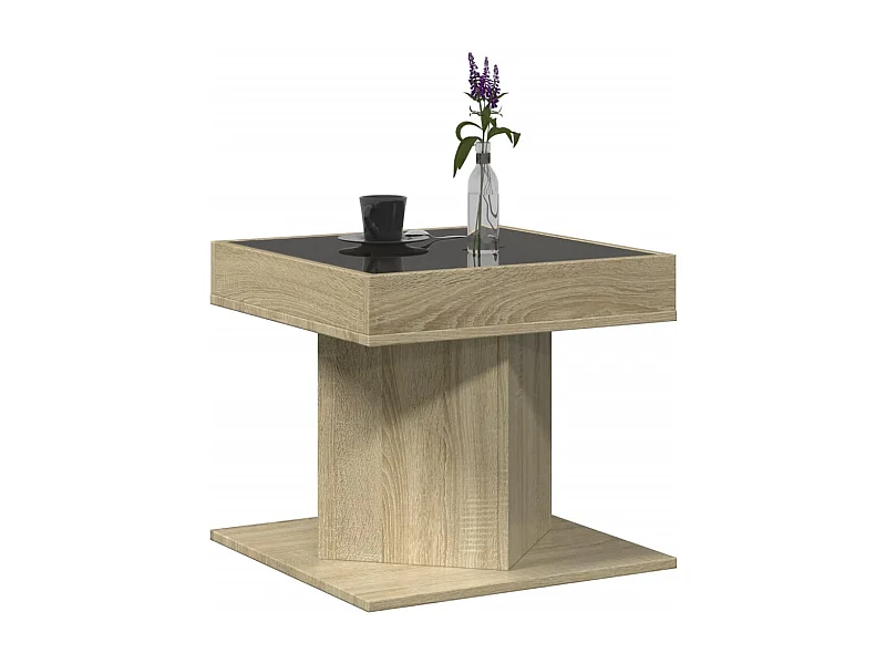 LED Couchtisch-Beistelltische-Sofatisch Sonoma Eiche 50x50x45 cm Holzwerkstoff SHL91667