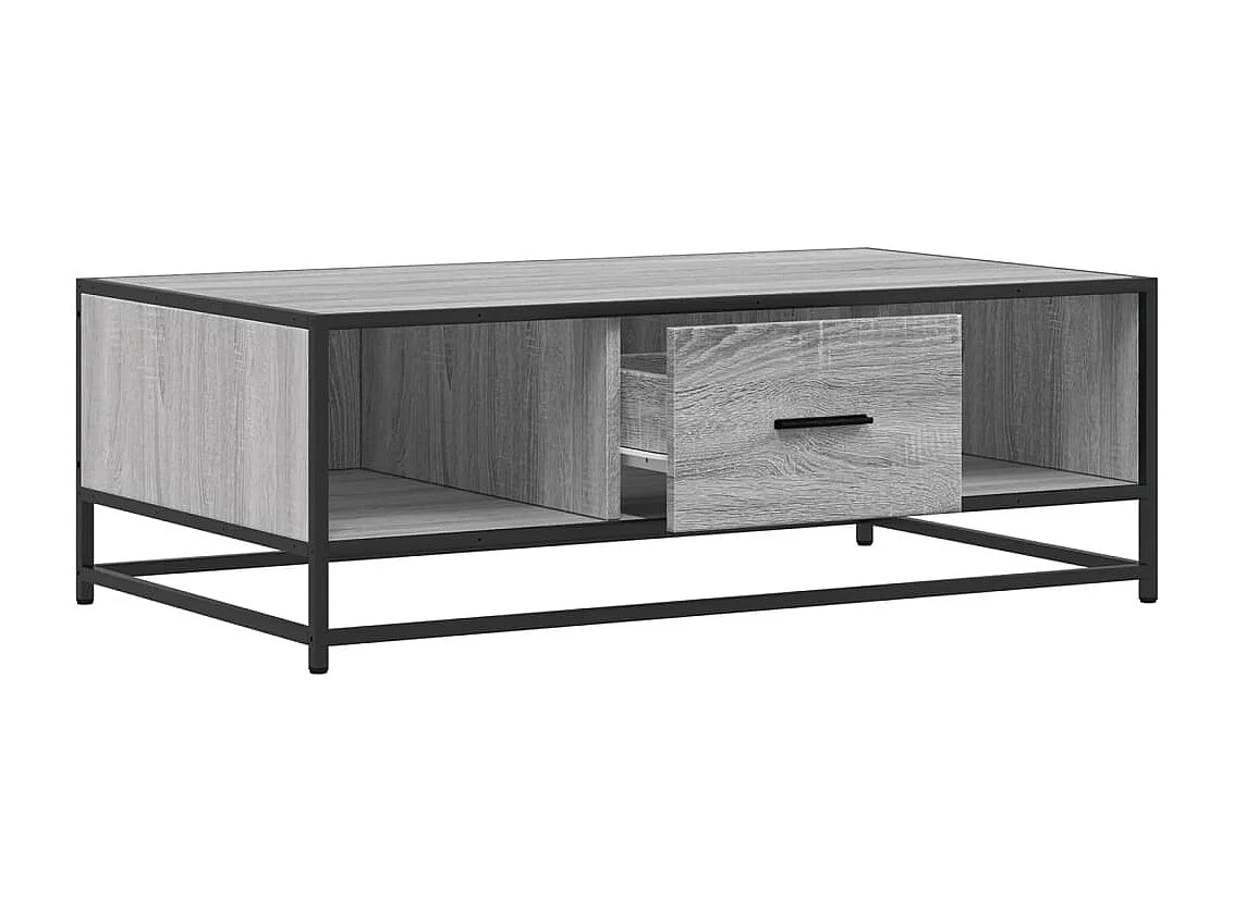 Couchtisch-Wohnzimmertisch-Beistelltische Grau Sonoma 100x57x35 cm Holzwerkstoff und Metall SHL31971