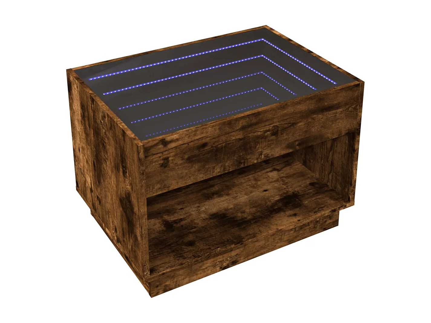 Table basse salon-Table d'appoint avec LED infini chêne fumé 70x50x50 cm SHL83895