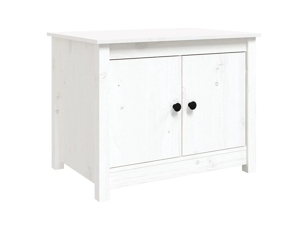 Table basse salon-Table d'appoint Blanc 71x49x55 cm Bois massif de pin SHL75382