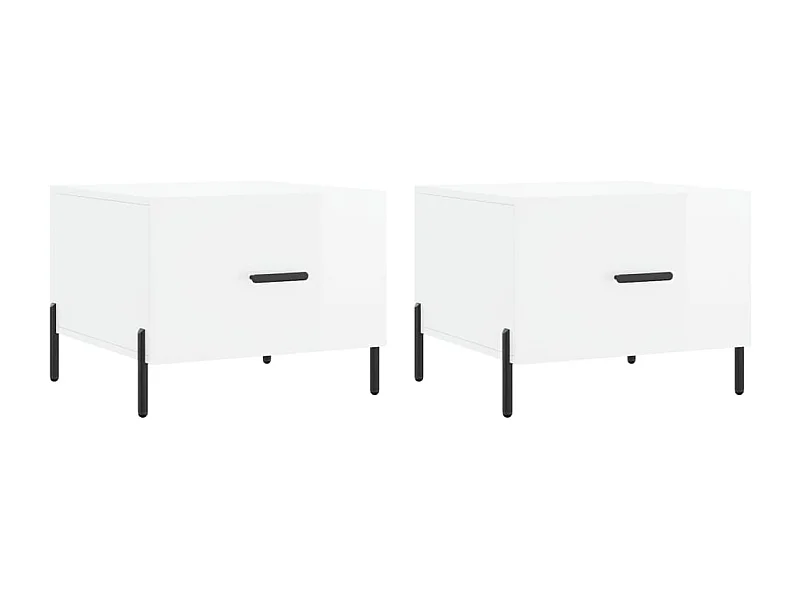 Couchtisch 2er Set-Sofatisch-Beistelltische Hochglanz-Weiß 50x50x40 cm Holzwerkstoff SHL53674