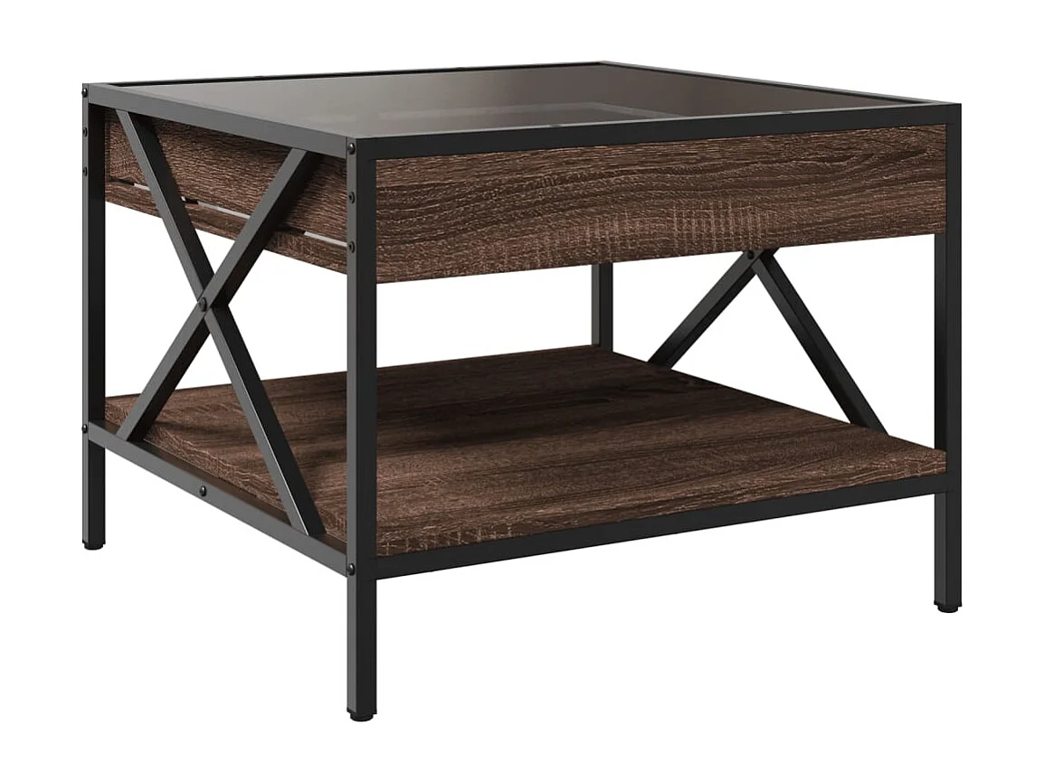 Mesa de centro-Mesa auxiliar madera de ingeniería roble ahumado 55x55x40 cm SHL2969