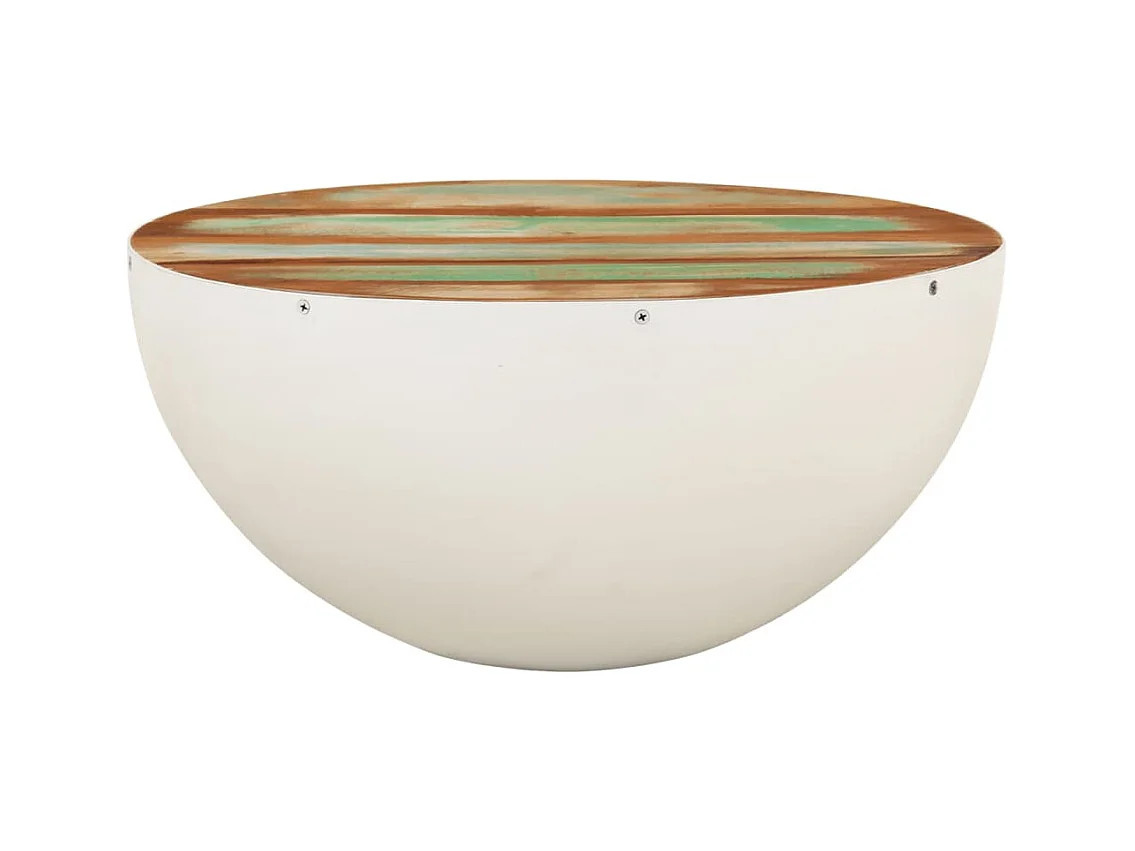 Table basse salon-Table d'appoint en forme de bol blanc bois de récupération massif SHL64124