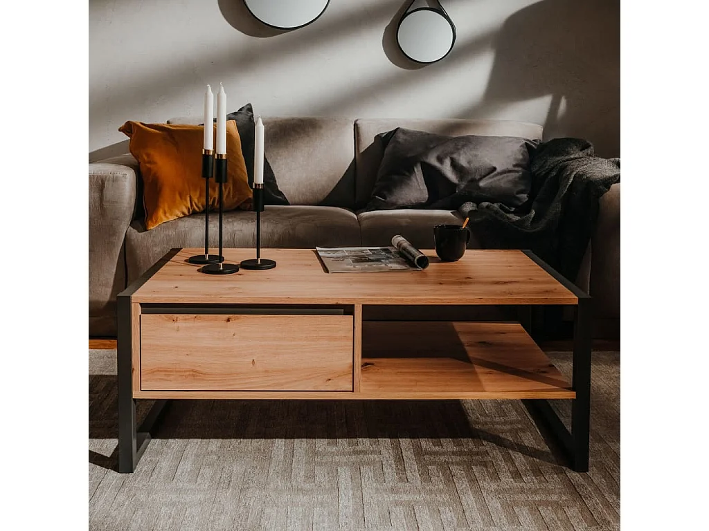 Table basse salon Design élégant Denver 55 Chêne artisanal et gris anthracite SHL24938