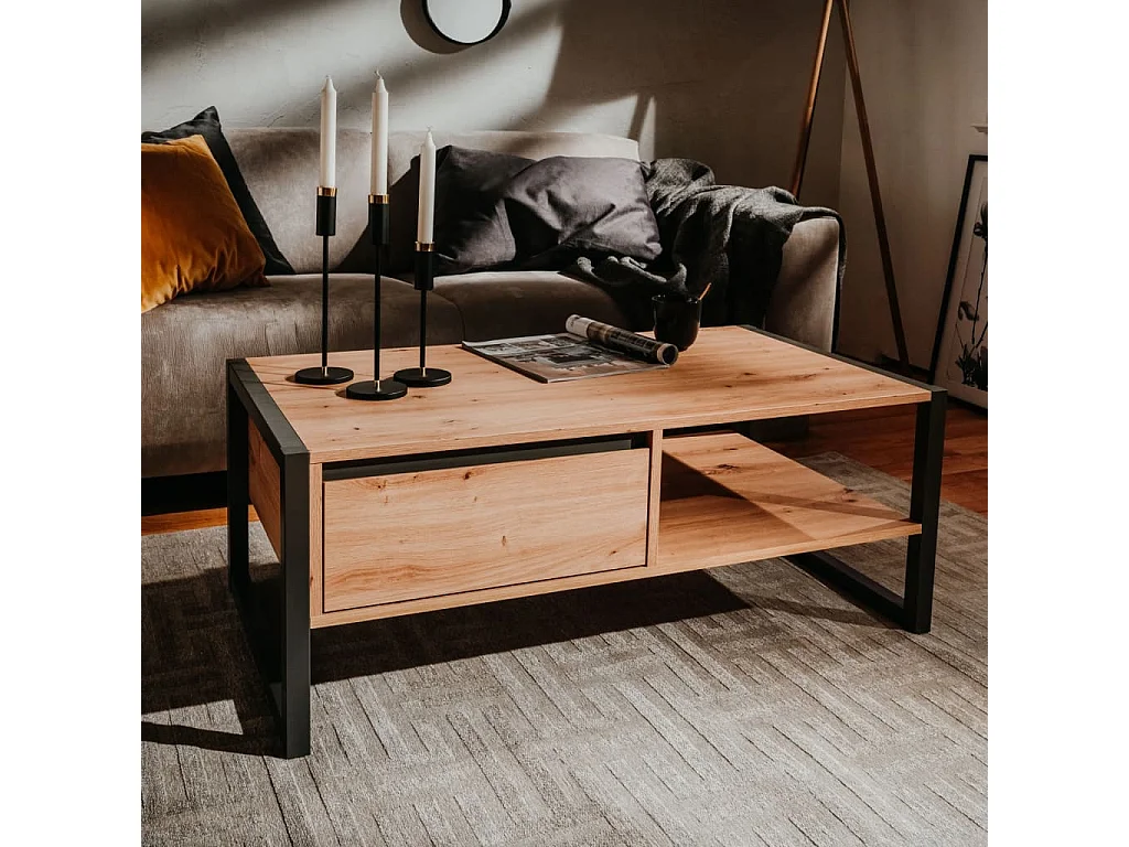 Table basse salon Design élégant Denver 55 Chêne artisanal et gris anthracite SHL24938