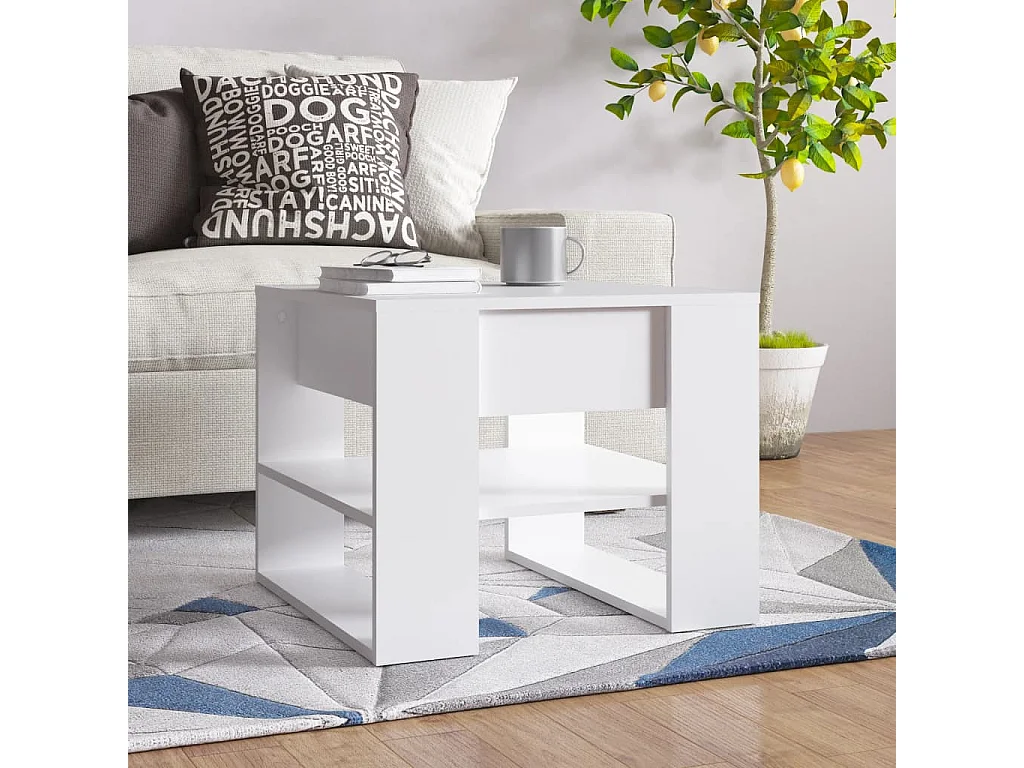 Couchtisch-Sofatisch-Beistelltische Weiß 55,5x55x45 cm Holzwerkstoff SHL75244