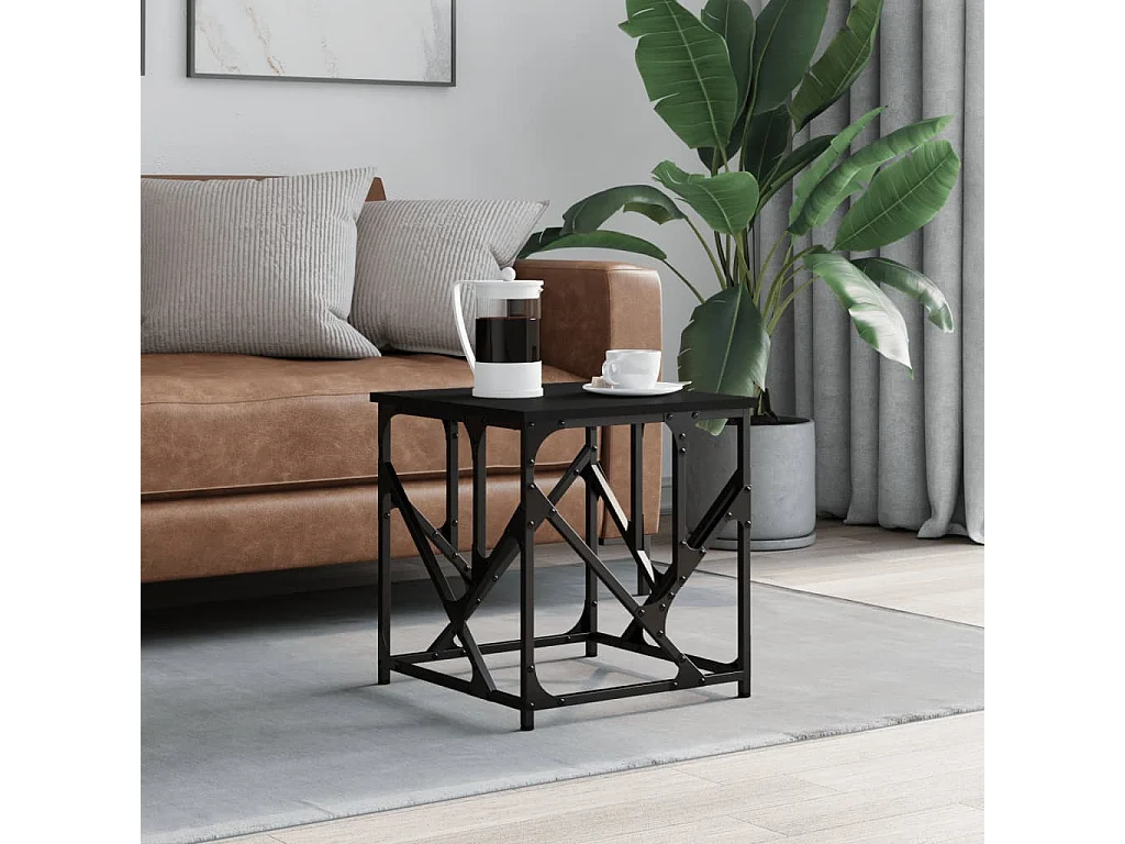 Table basse salon-Table d'appoint noir 45x45x47,5 cm bois d'ingénierie SHL77254