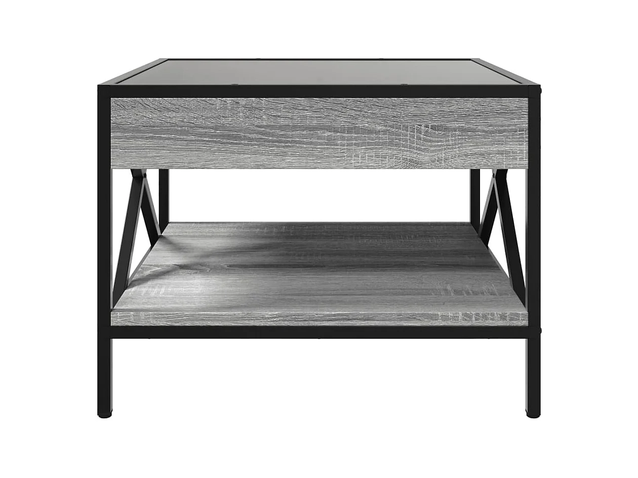 Mesa de centro-Mesa auxiliar madera de ingeniería roble ahumado 55,5x55x45 cm SHL3084