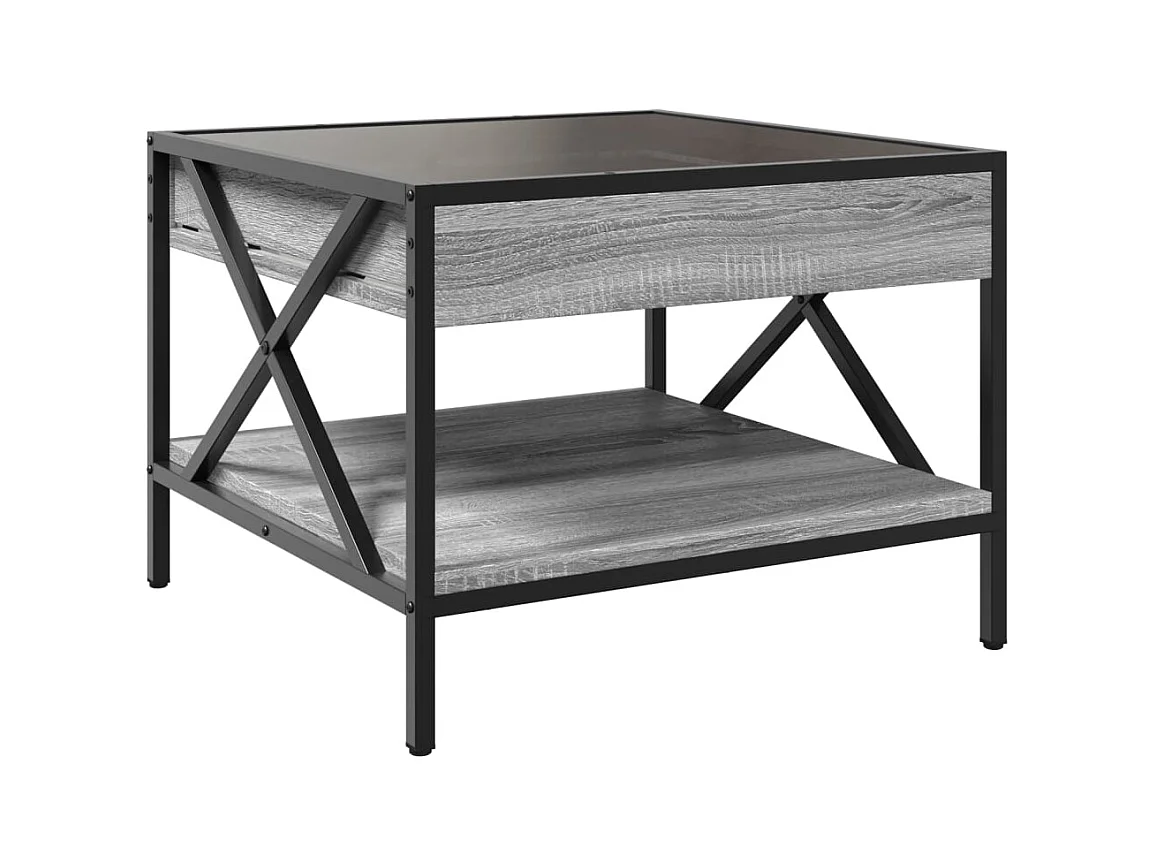 Mesa de centro-Mesa auxiliar madera de ingeniería roble ahumado 55,5x55x45 cm SHL3084