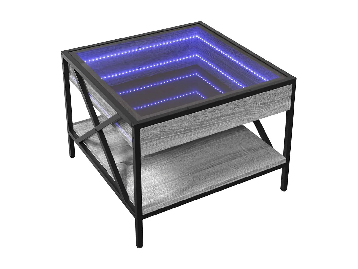 Couchtisch mit Infinity-LED | Beistelltische | Sofatisch Grau Sonoma 50x50x38 cm SHL53768