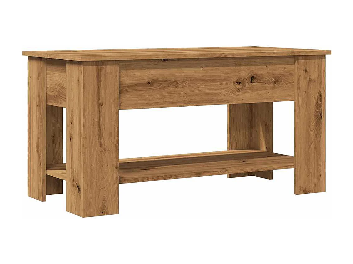 Tavolino Salotto-Tavolino Basso Rovere Artigianale 101x49x52 cm in Truciolato SHL86417