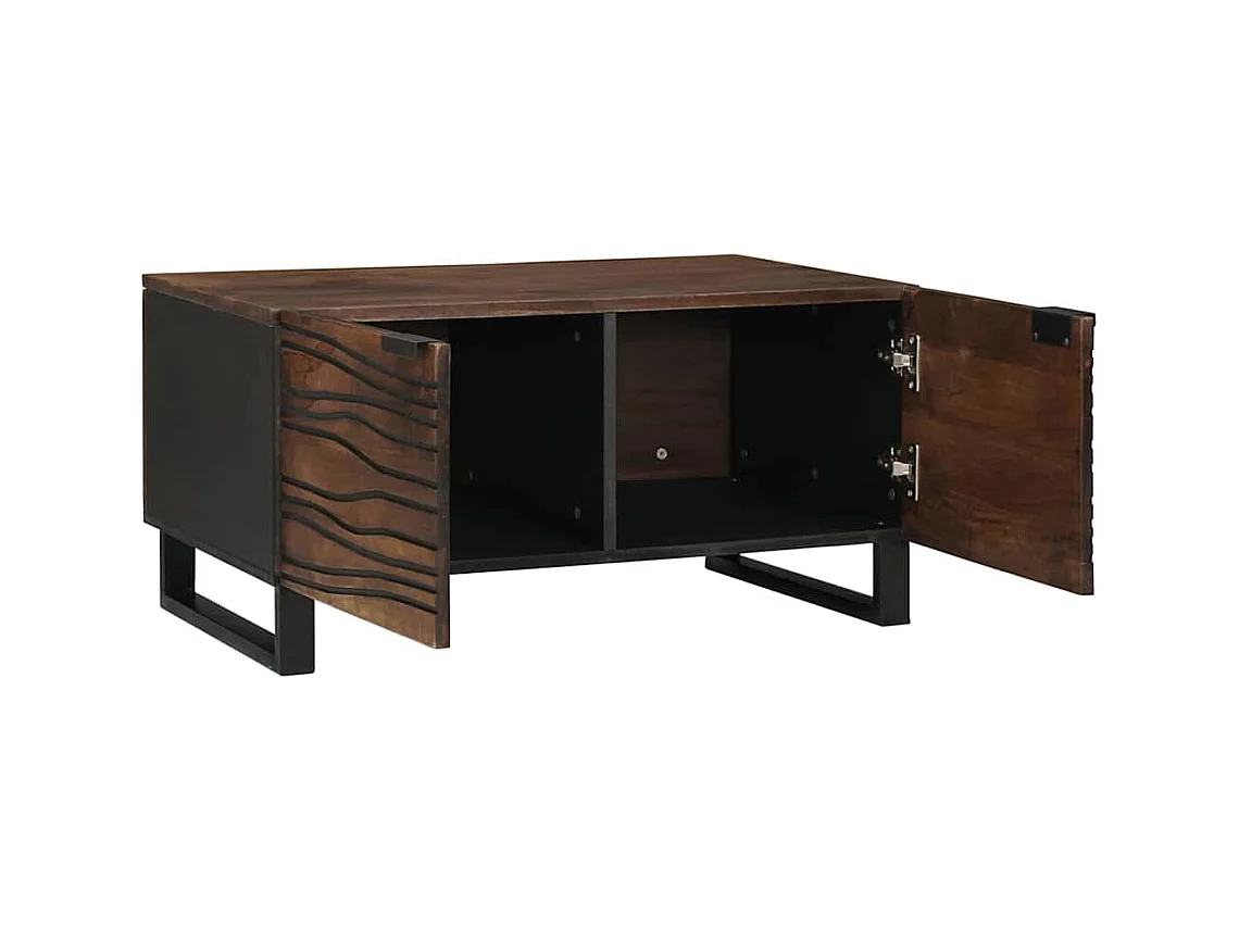 Table basse salon-Table d'appoint 80x50x40cm faite en bois massif et bois reconstitué SHL85898