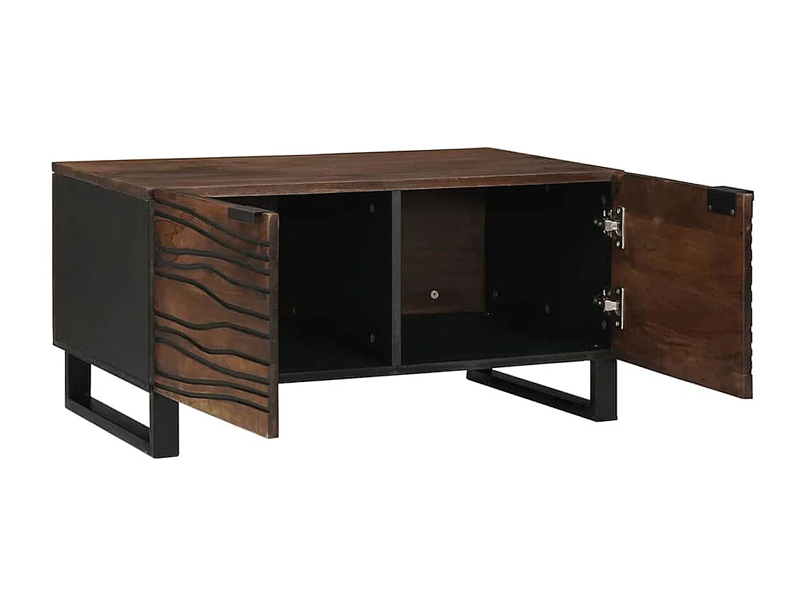 Couchtisch-Wohnzimmertisch-Beistelltische Braun und Schwarz 80x50x40 cm Massivholz Akazie SHL74581