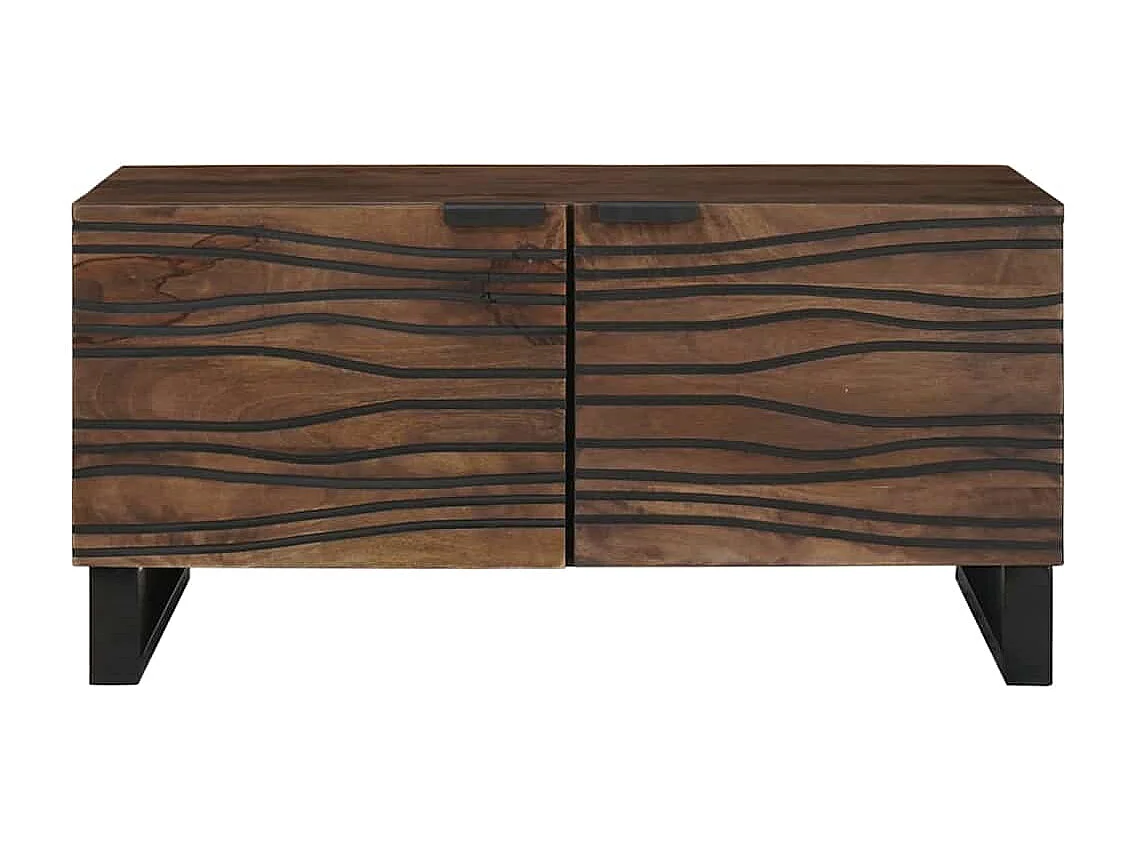 Couchtisch-Wohnzimmertisch-Beistelltische Braun und Schwarz 80x50x40 cm Massivholz Akazie SHL74581