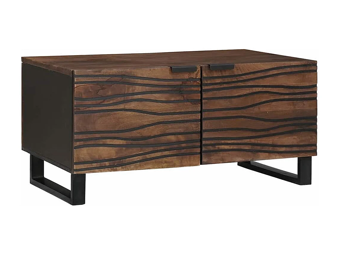 Couchtisch-Wohnzimmertisch-Beistelltische Braun und Schwarz 80x50x40 cm Massivholz Akazie SHL74581