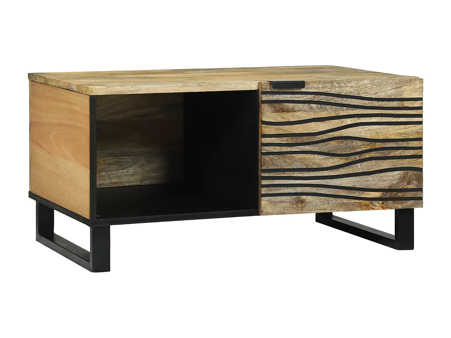 Couchtisch-Wohnzimmertisch-Beistelltische Braun und Schwarz 80x50x40 cm Massivholz Akazie SHL53734