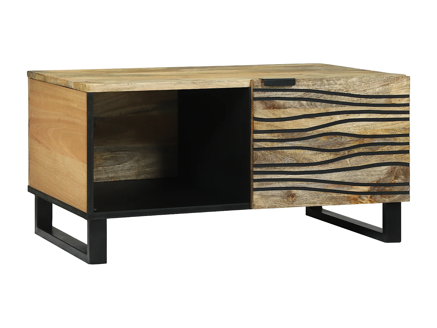 Couchtisch-Wohnzimmertisch-Beistelltische Braun und Schwarz 80x50x40 cm Massivholz Akazie SHL53734