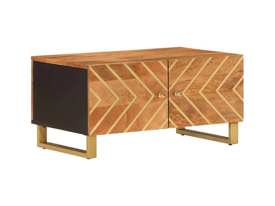 Table basse salon-Table d'appoint marron et noir 80x50x40 cm bois de massif manguier SHL19308
