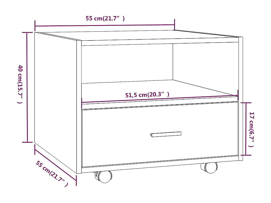 Couchtisch-Sofatisch-Beistelltische Räuchereiche 55x55x40 cm Holzwerkstoff SHL59534