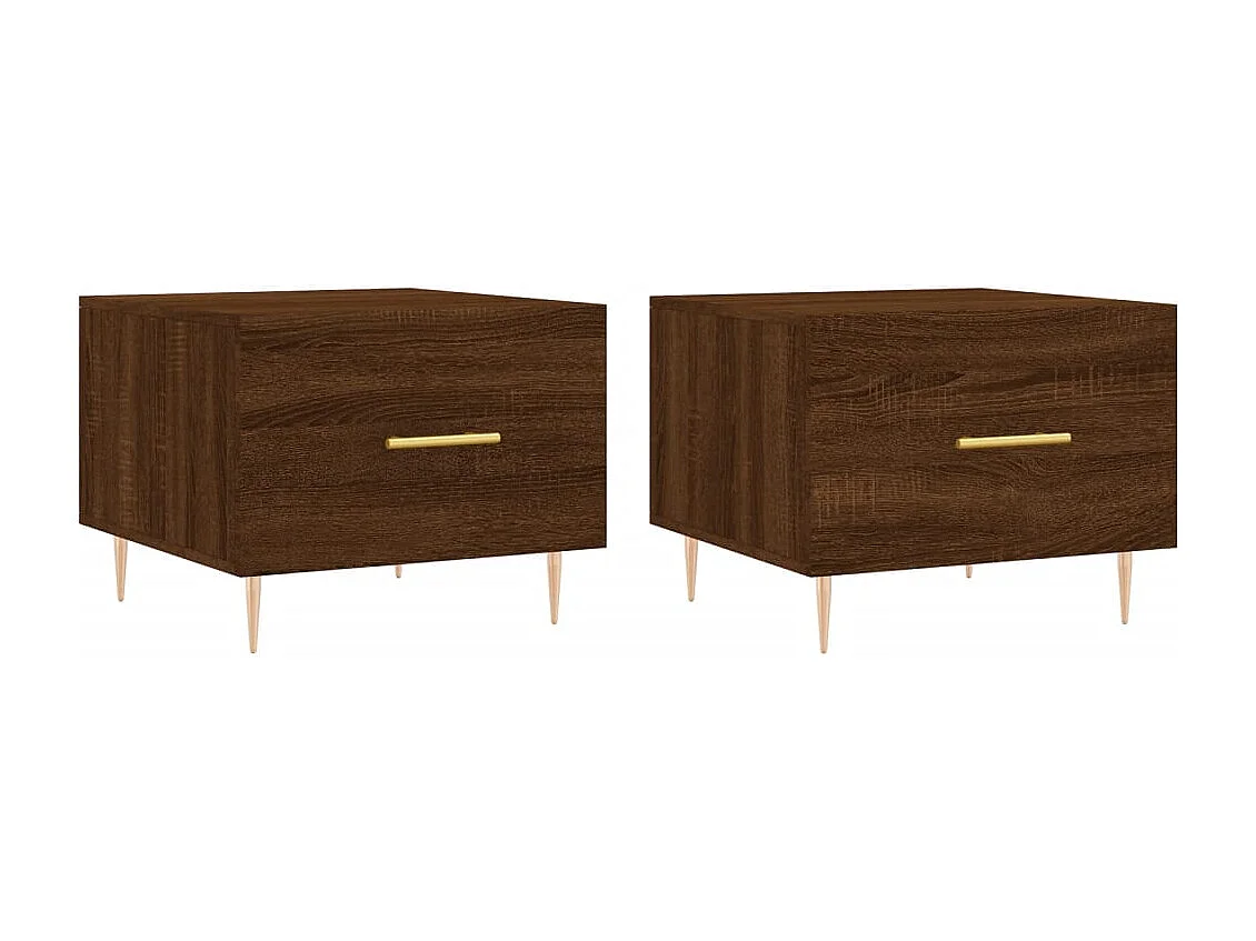 Salontafel Set van 2 | Bijzettafel | Koffietafel 2 st 50x50x40 cm bewerkt hout bruin eikenkleur