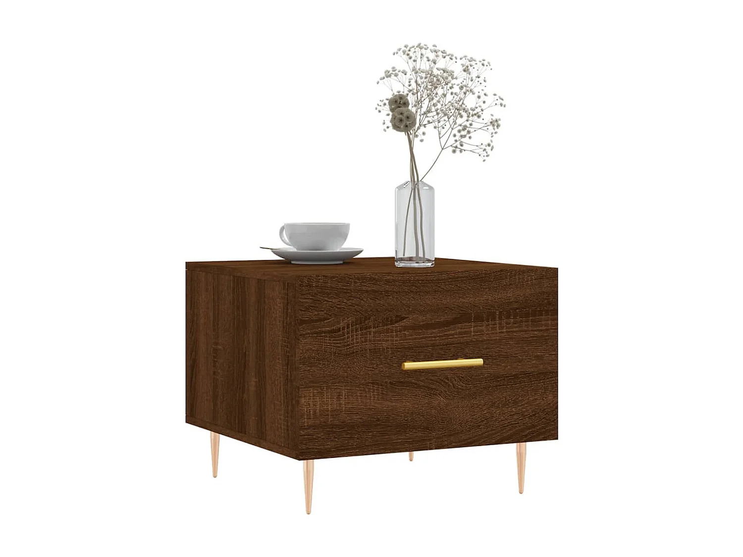 Salontafel Set van 2 | Bijzettafel | Koffietafel 2 st 50x50x40 cm bewerkt hout bruin eikenkleur