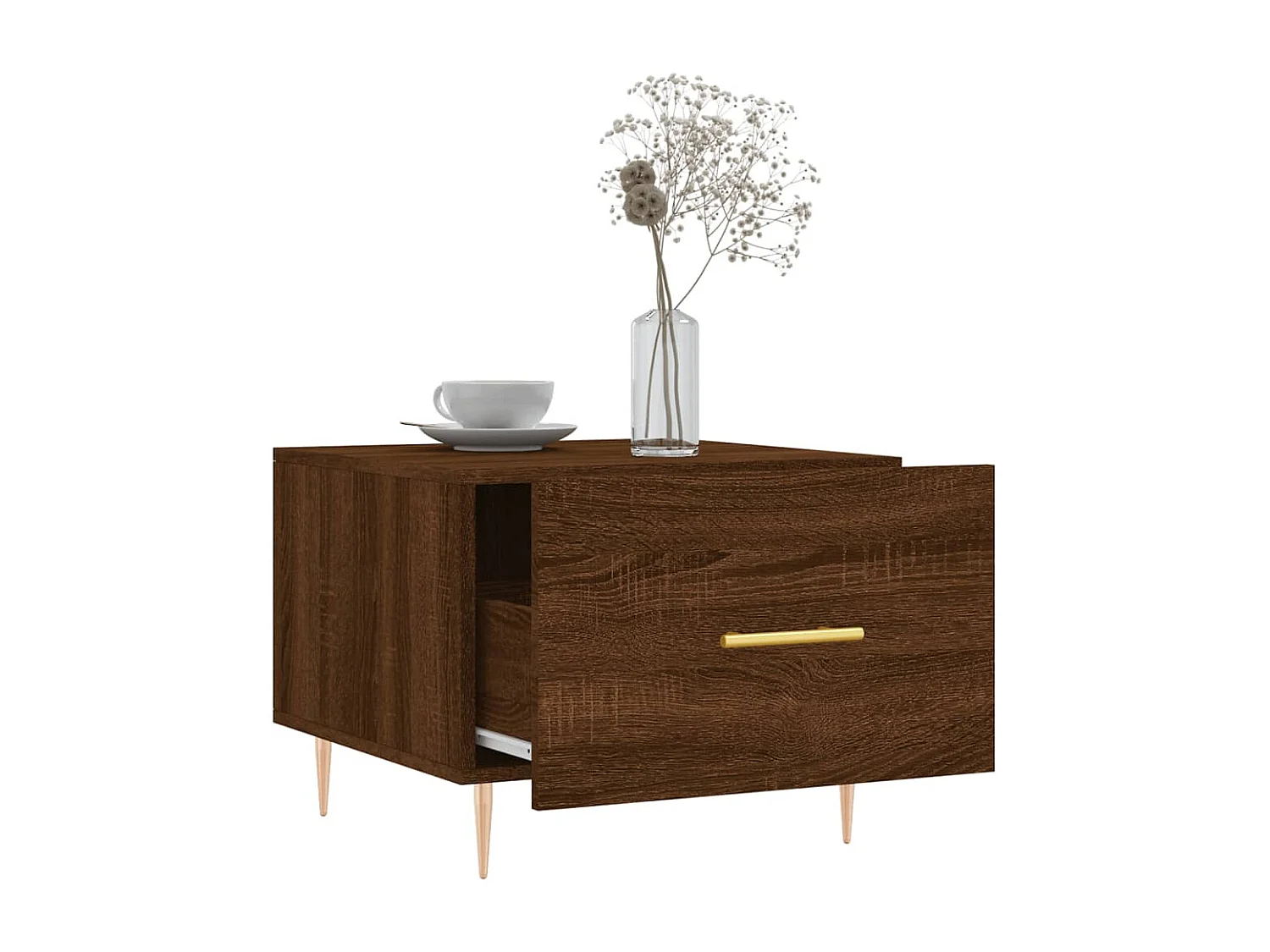 Salontafel Set van 2 | Bijzettafel | Koffietafel 2 st 50x50x40 cm bewerkt hout bruin eikenkleur