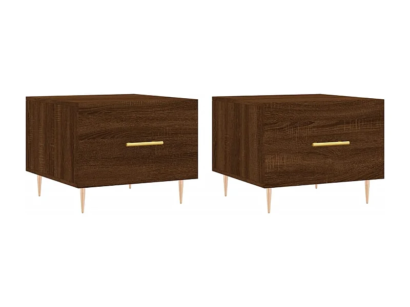 Salontafel Set van 2 | Bijzettafel | Koffietafel 2 st 50x50x40 cm bewerkt hout bruin eikenkleur