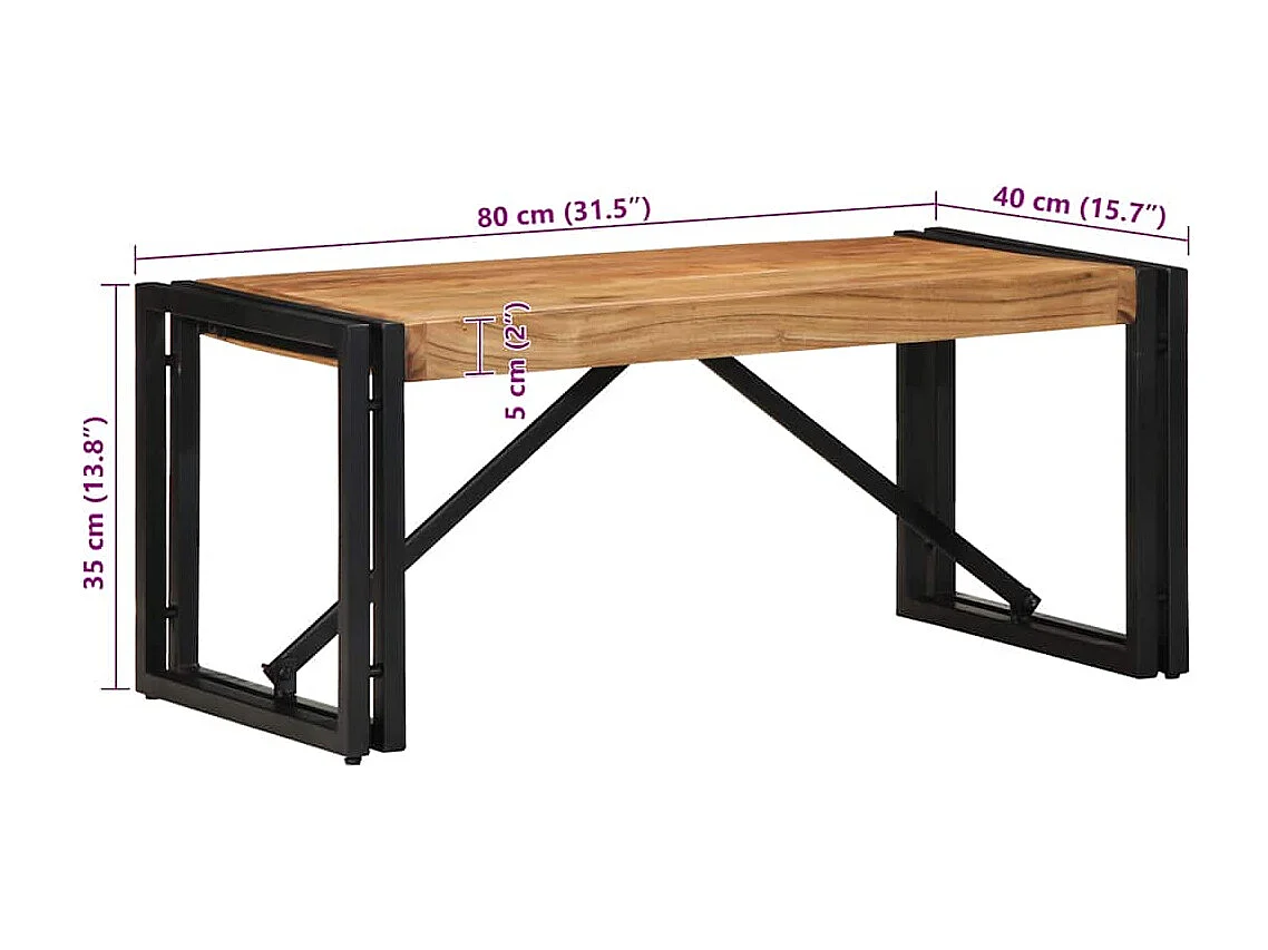 Couchtisch-Wohnzimmertisch-Beistelltische 80x40x35 cm Massivholz Akazie SHL3923