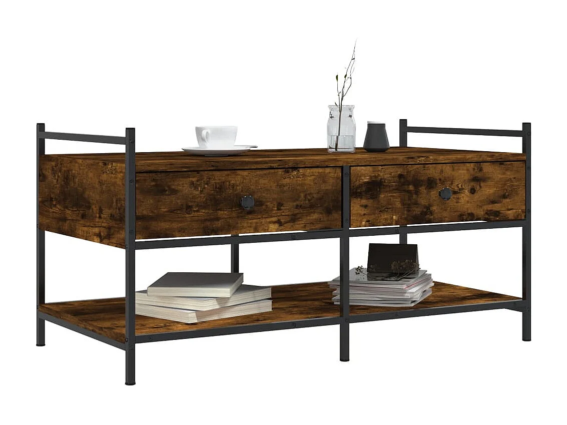 Mesa de centro | Mesa de apoio 99x50x50 cm derivados de madeira carvalho fumado