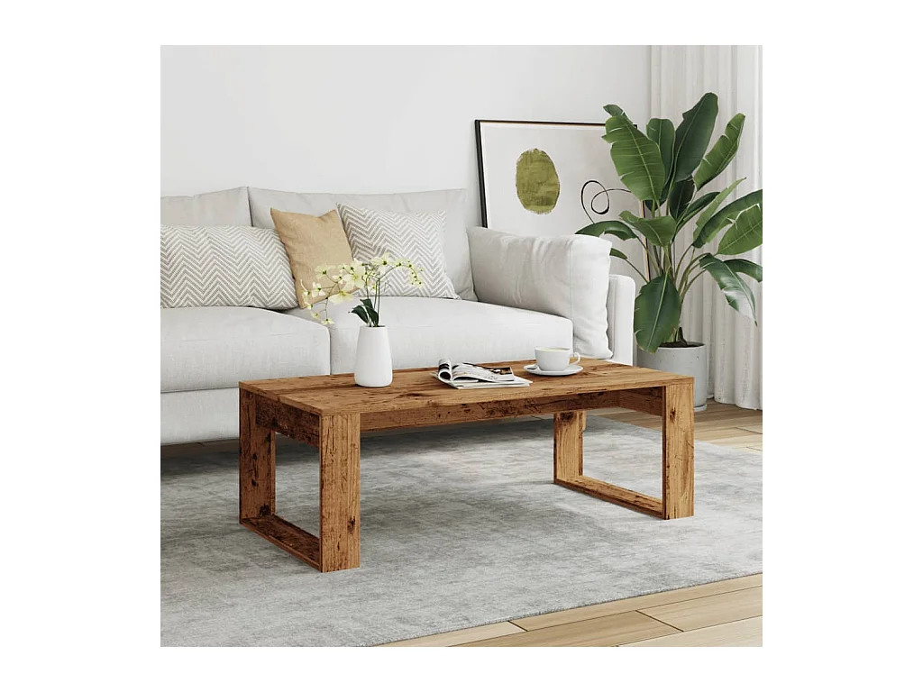 Mesa de centro-Mesa auxiliar patas metal OSLO madera maciza gris 85x50x45 cm SHL3933