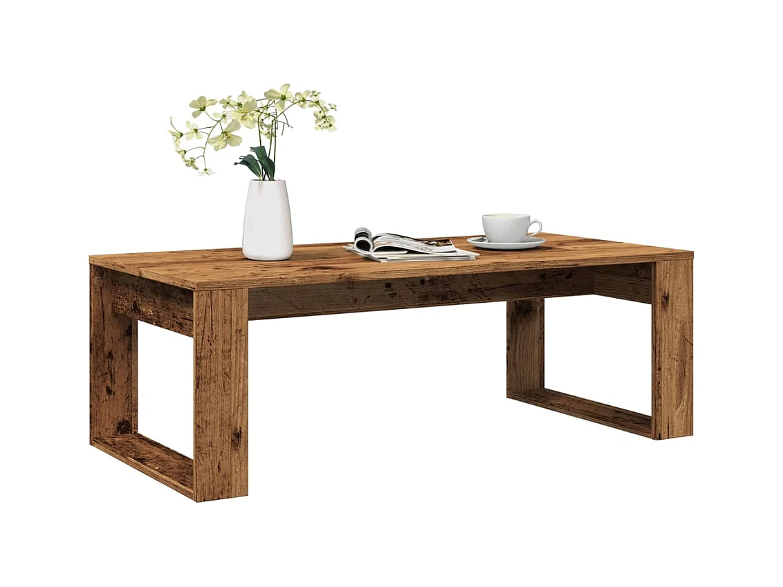 Mesa de centro-Mesa auxiliar patas metal OSLO madera maciza gris 85x50x45 cm SHL3933
