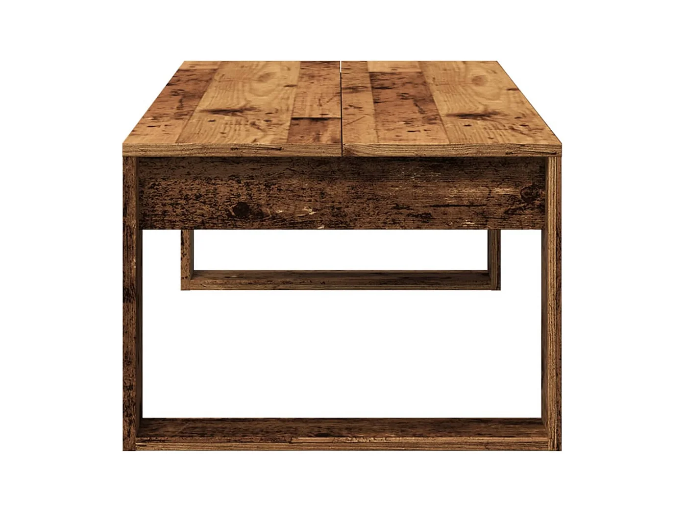 Mesa de centro-Mesa auxiliar patas metal OSLO madera maciza gris 85x50x45 cm SHL3933