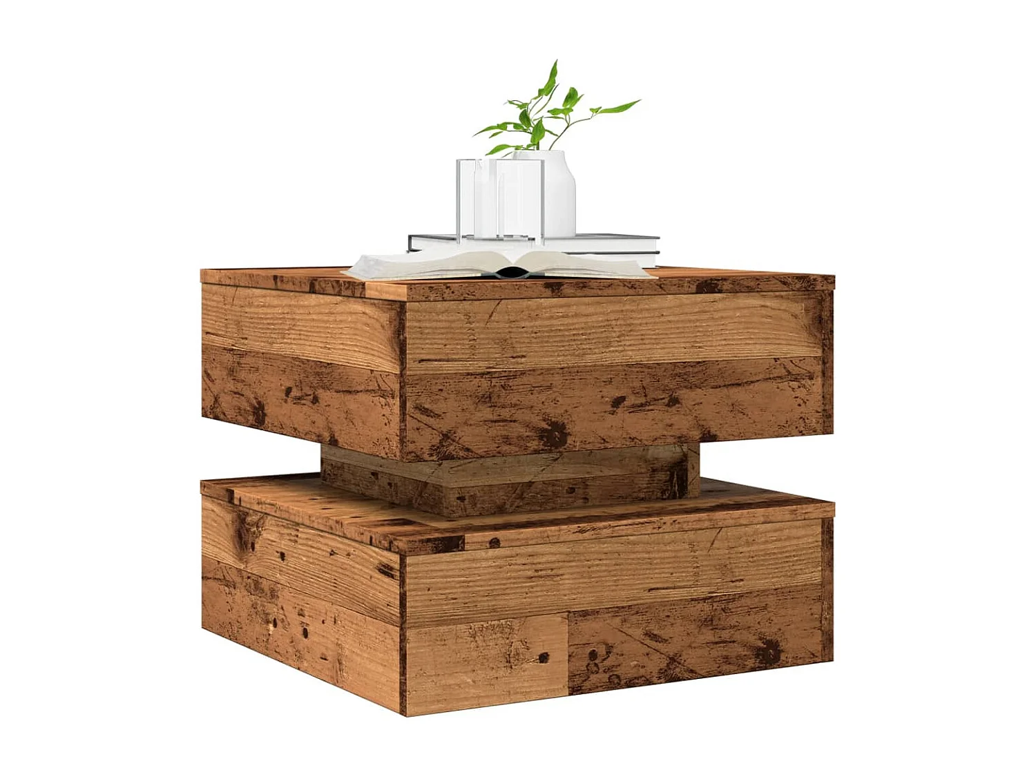 Couchtisch mit LED-Leuchten Altholz-Optik 50x50x40 cm SHL3188