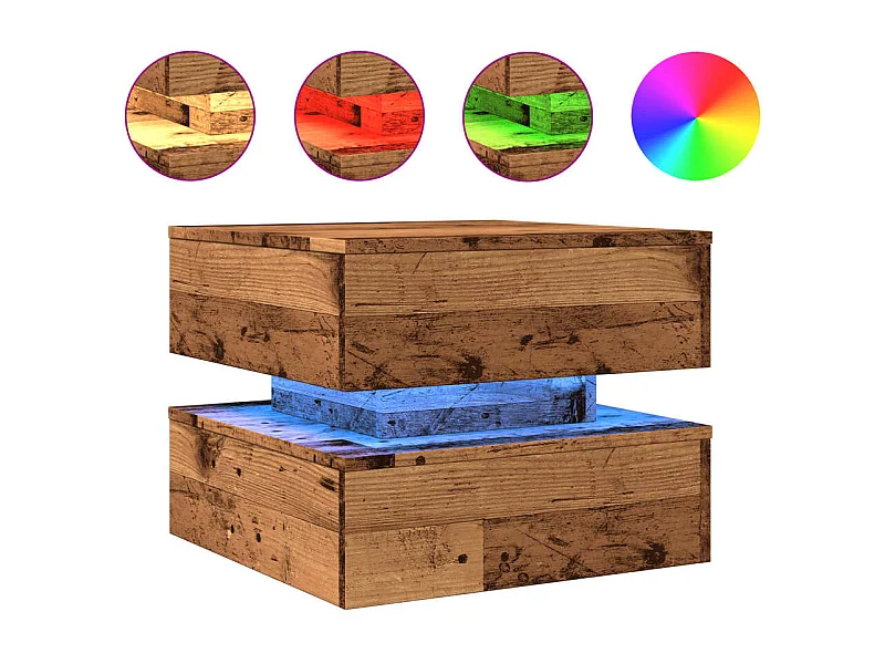 Couchtisch mit LED-Leuchten Altholz-Optik 50x50x40 cm SHL3188