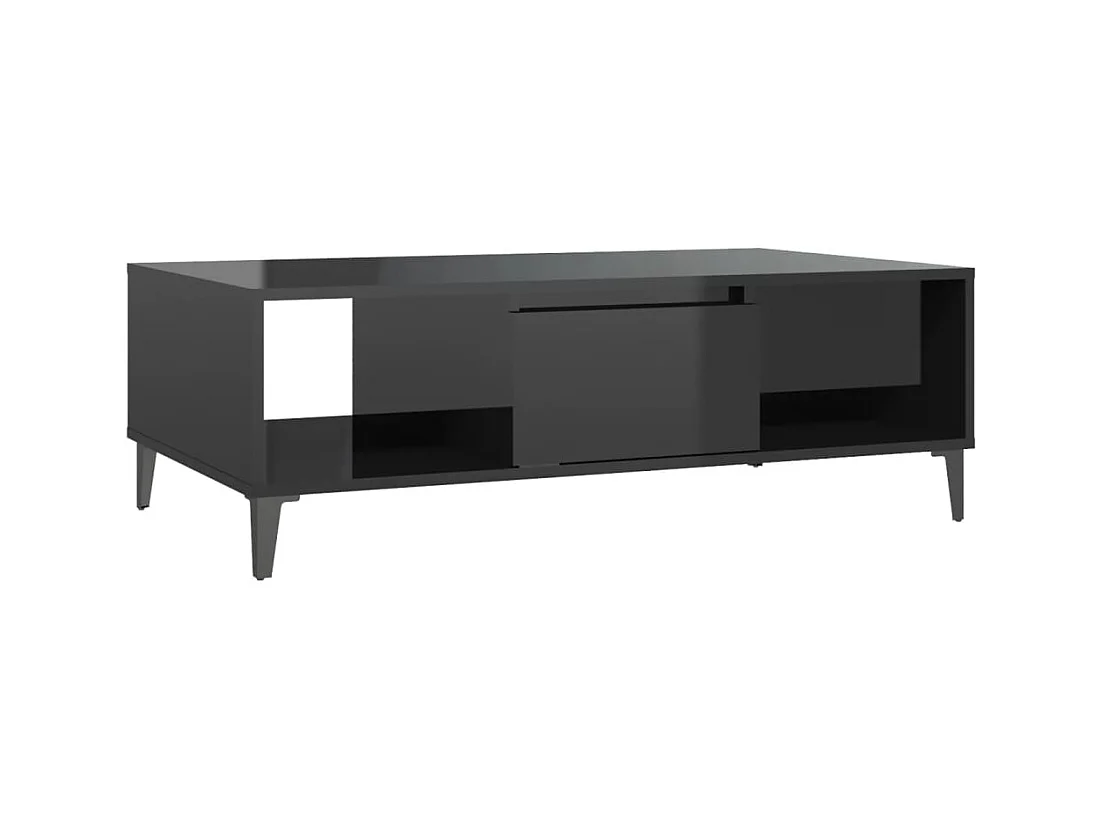 Table basse salon-Table d'appoint noir brillant 103,5x60x35 cm bois d'ingénierie SHL3193