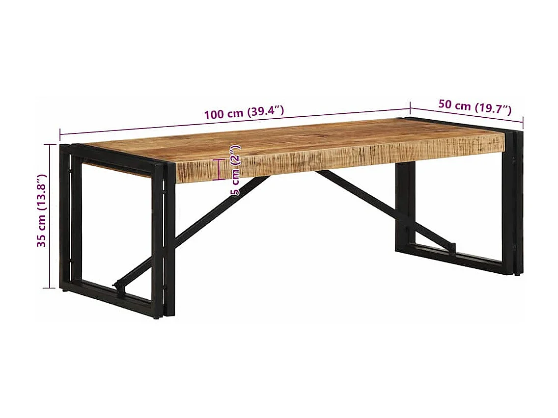 Couchtisch-Wohnzimmertisch-Beistelltische 100x50x35 cm Raues Massivholz Mango SHL75714